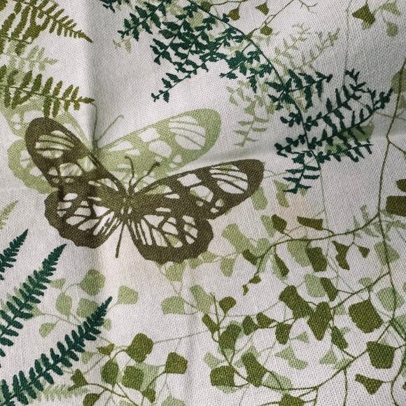 Vintage Vera Neumann Green Fern Butterfly Oval Oblong Tablecloth - Picture 9 of 12